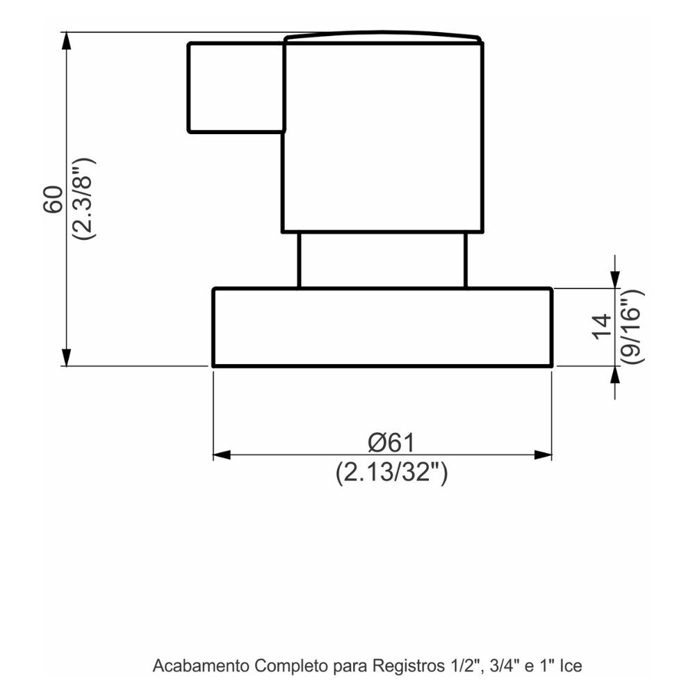 Acabamento Registro Base Docol 1/2" e 3/4" e 1" (Pequeno)  Preto Fosco Color Ice Perflex